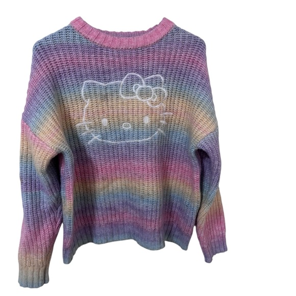 Hello Kitty x Forever 21 Pastel Rainbow Crewneck chunky  Sweater size M - Picture 2 of 13